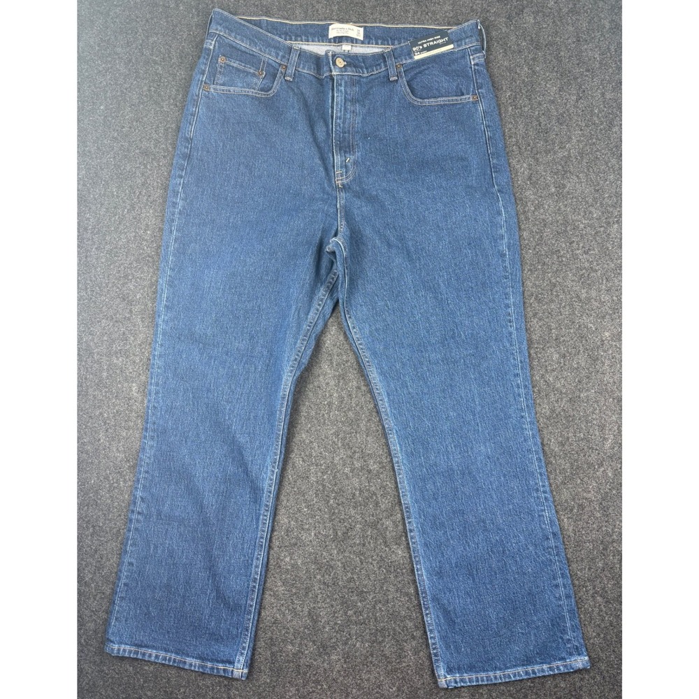 Abercrombie & Fitch Curve Love Ultra High Rise 90s Straight Jeans 34 Short Blue